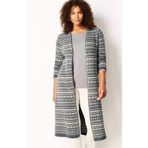 J.Jill Fair Isle Duster Cardigan Sweater size Large Long